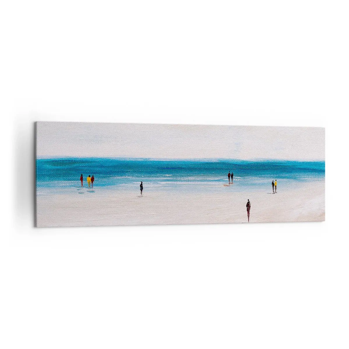 Impression sur toile - Image sur toile - Une plage avec des gens sur fond de mer calme - 160x50cm - Un besoin naturel - Décoration murale moderne pour le salon et la chambre ARTTOR