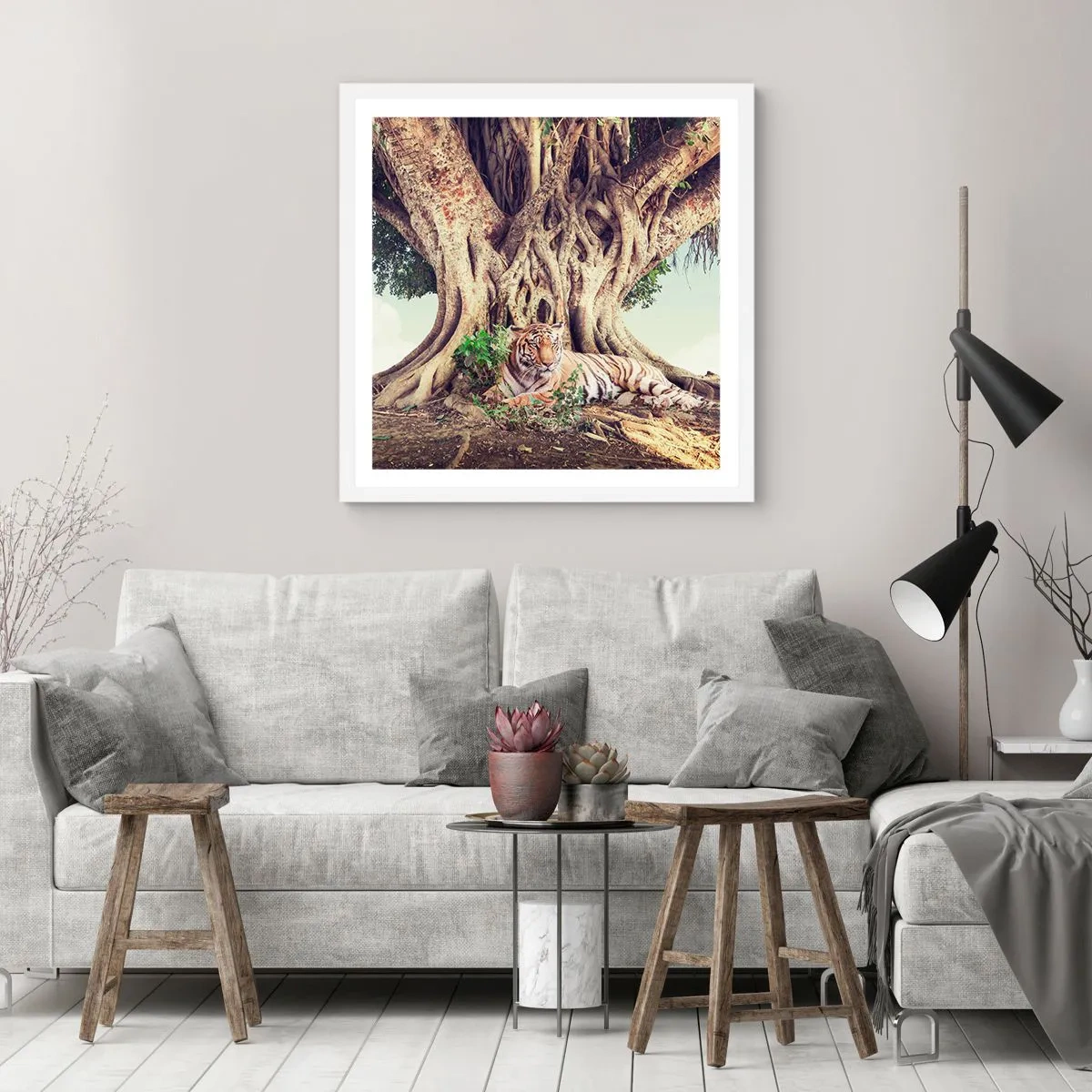 Affiche dans un cadre blanc - Poster - Vue du Livre de la Genèse - 50x50 cm