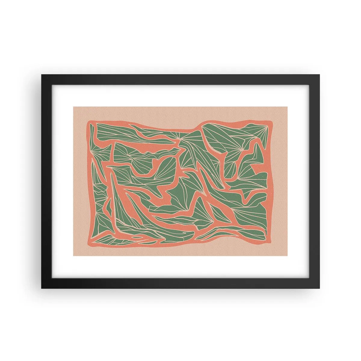 Affiche dans un cadre noir - Poster - La lutte entre le corail et la verdure - 40x30 cm