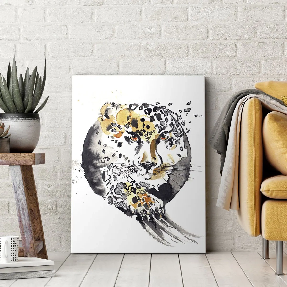 Impression sur toile - Image sur toile - Aquarelle artistique avec un motif de guépard - 70x100cm - Drapieżna uroda - Décoration murale moderne pour le salon et la chambre ARTTOR
