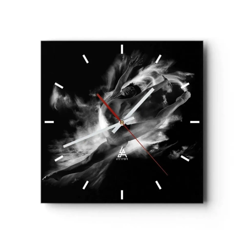 Horloge murale - Pendule murale - Une danseuse dans une pose dynamique sur fond noir - 30x30cm - Coincé en l'air - Décoration murale moderne pour le salon et la chambre ARTTOR