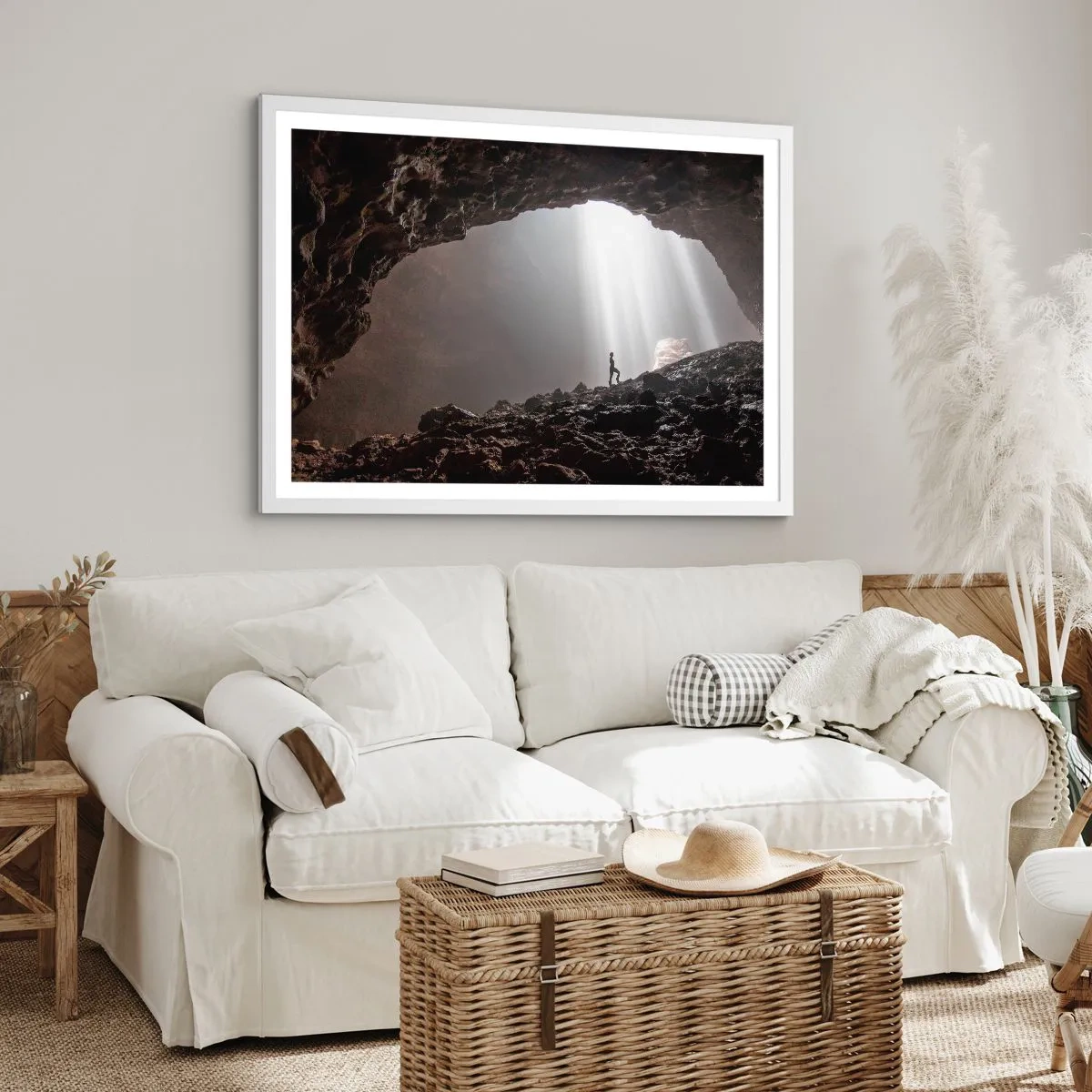 Affiche dans un cadre blanc - Poster - Grotte lumineuse - 40x30 cm