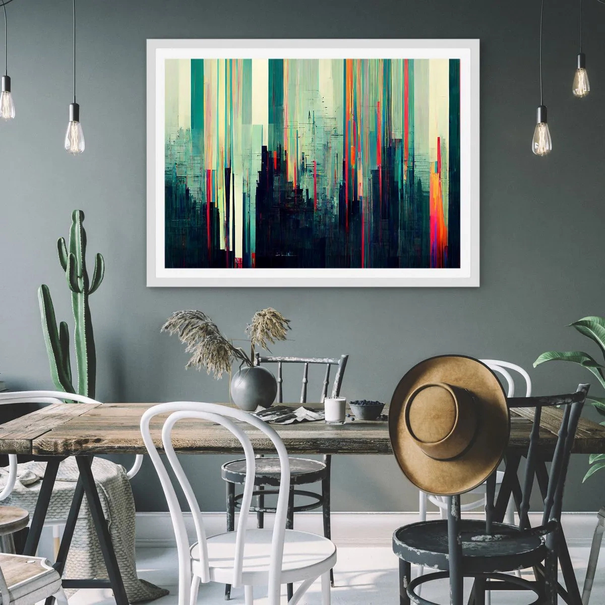 Affiche dans un cadre blanc - Poster - Ville futuriste - 100x70 cm