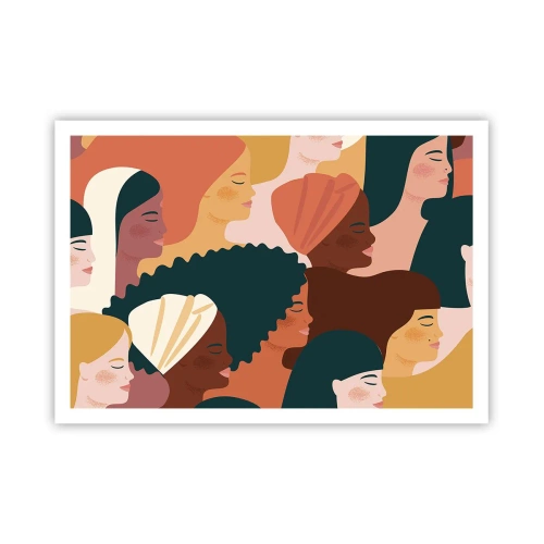 Affiche - Poster - Profils colorés de femmes aux styles variés - 100x70cm - Uniquement la féminité - Décoration murale moderne pour le salon et la chambre ARTTOR