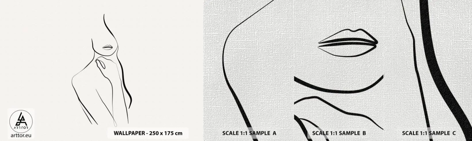 Échantillon de Papier Peint Premium Canvas - Vague de mélancolie - Abstraction, Le corps de la femme, Graphique - 100x30 cm