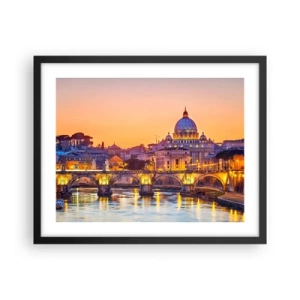 Affiche dans un cadre noir - Poster - Coucher de soleil sur la ville éternelle - 50x40 cm