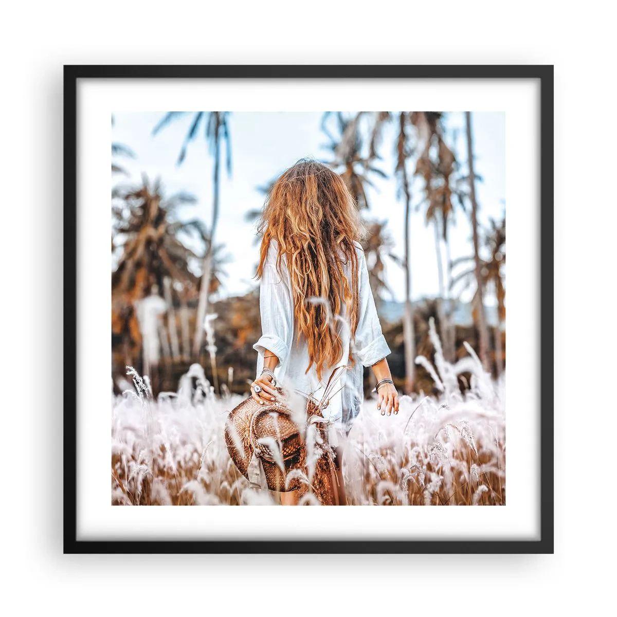 Affiche dans un cadre noir - Poster - Né de peluches d'herbe - 50x50 cm