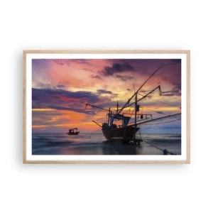 Affiche dans un chêne clair - Poster - Soirée exotique - 91x61 cm