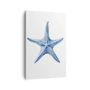 Impression sur toile - Image sur toile - Étoile de mer bleue sur fond blanc dans un style minimaliste - 80x120cm - Étoile de mer - Décoration murale moderne pour le salon et la chambre ARTTOR