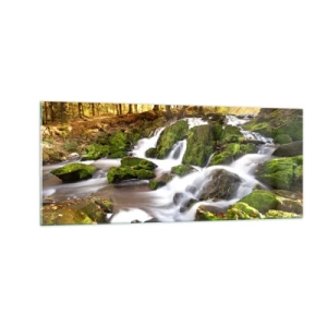 Impression sur verre - Image sur verre - Rapidement à travers la forêt d'automne - 100x40 cm