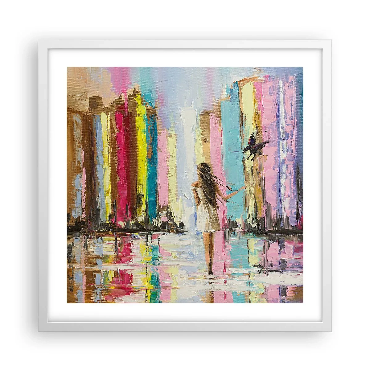 Affiche dans un cadre blanc - Poster - Viens avec moi - 50x50 cm