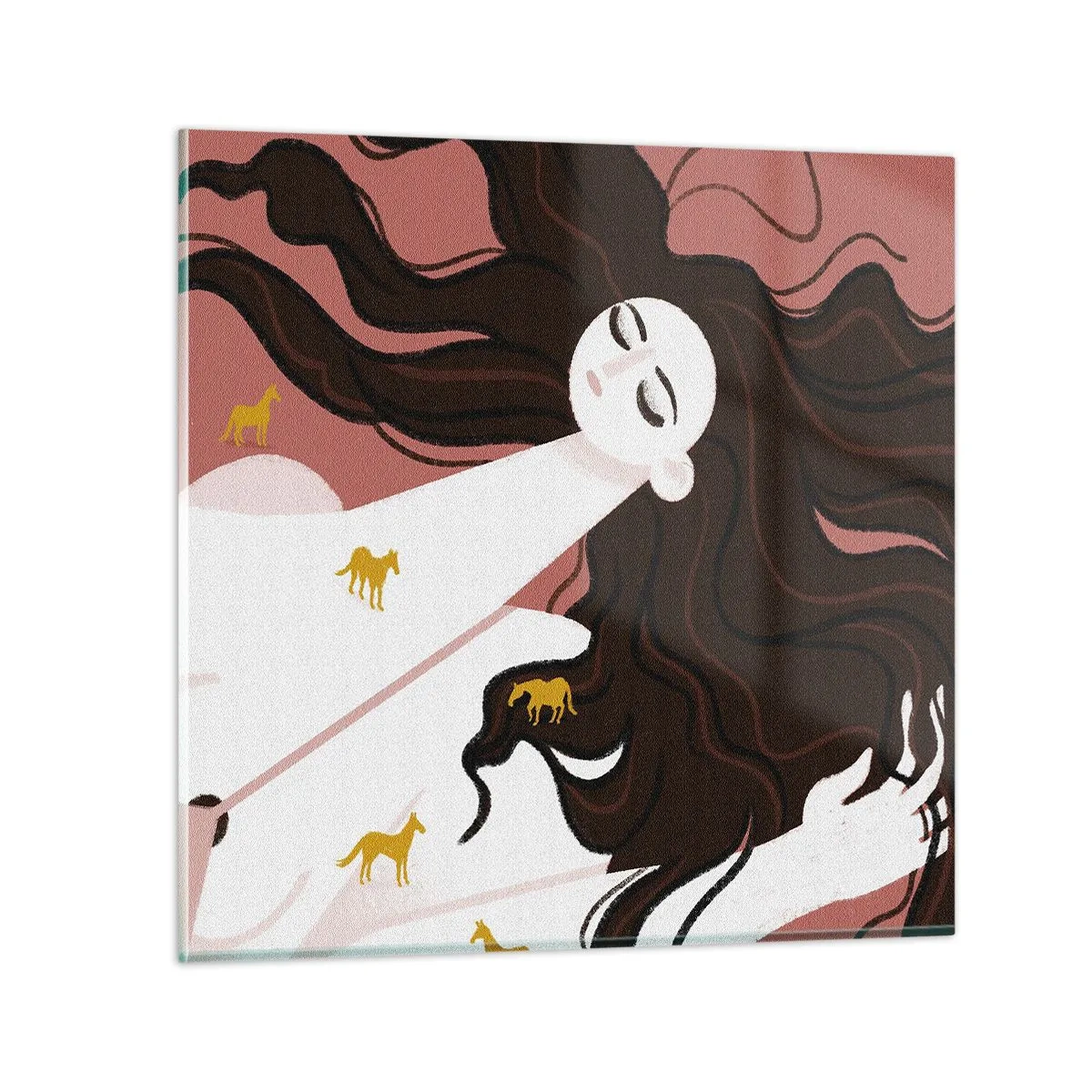 Impression sur verre - Image sur verre - Rêve d'un cheval d'or - 70x70 cm