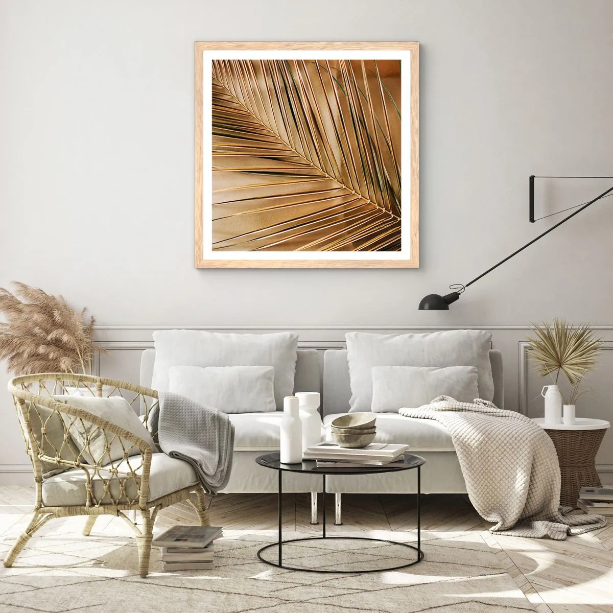 Affiche dans un chêne clair - Poster - Colonnade naturelle - 50x50 cm