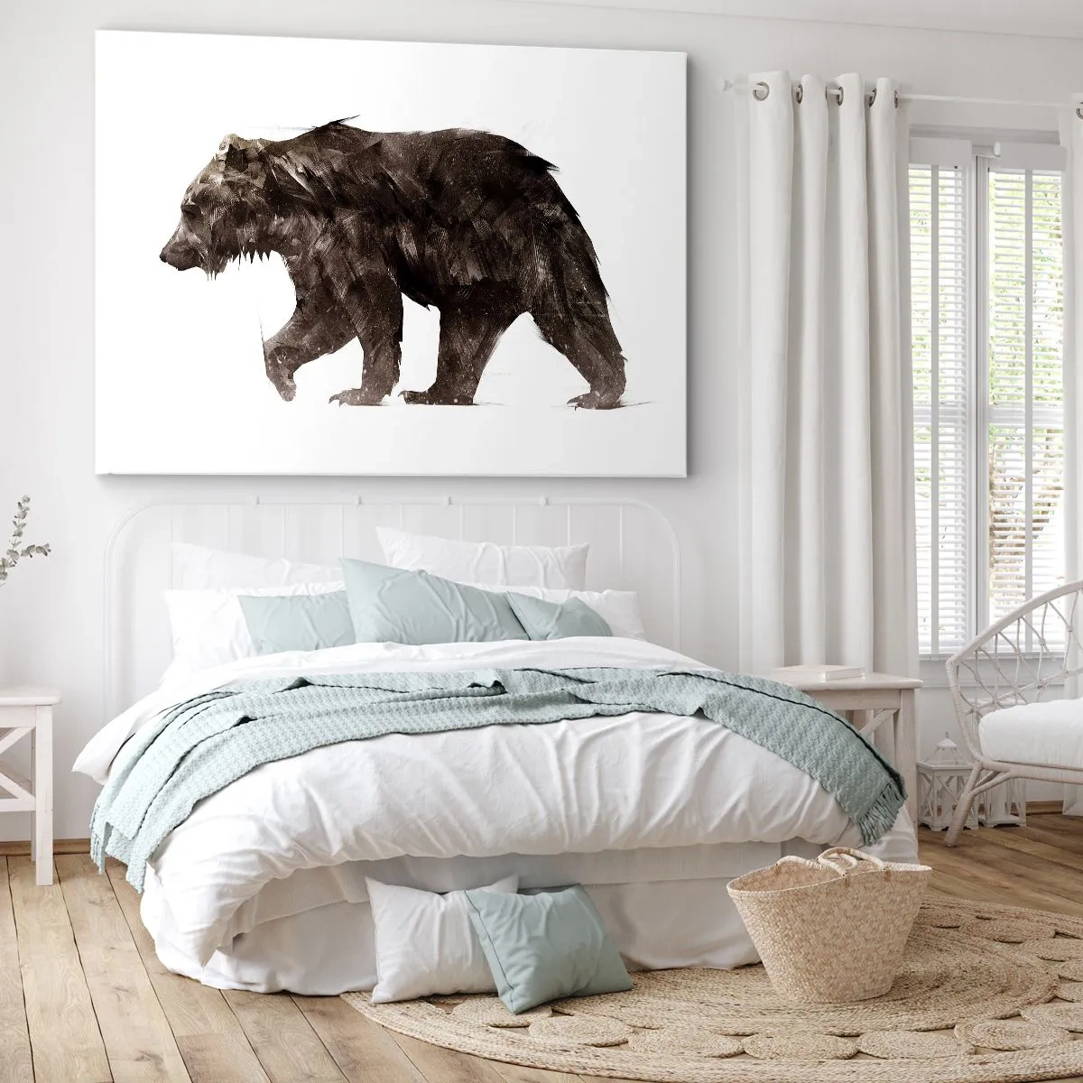 Impression sur toile - Image sur toile - Silhouette artistique d'un ours - 70x50cm - Je porte toujours de la vraie fourrure ! - Décoration murale moderne pour le salon et la chambre ARTTOR