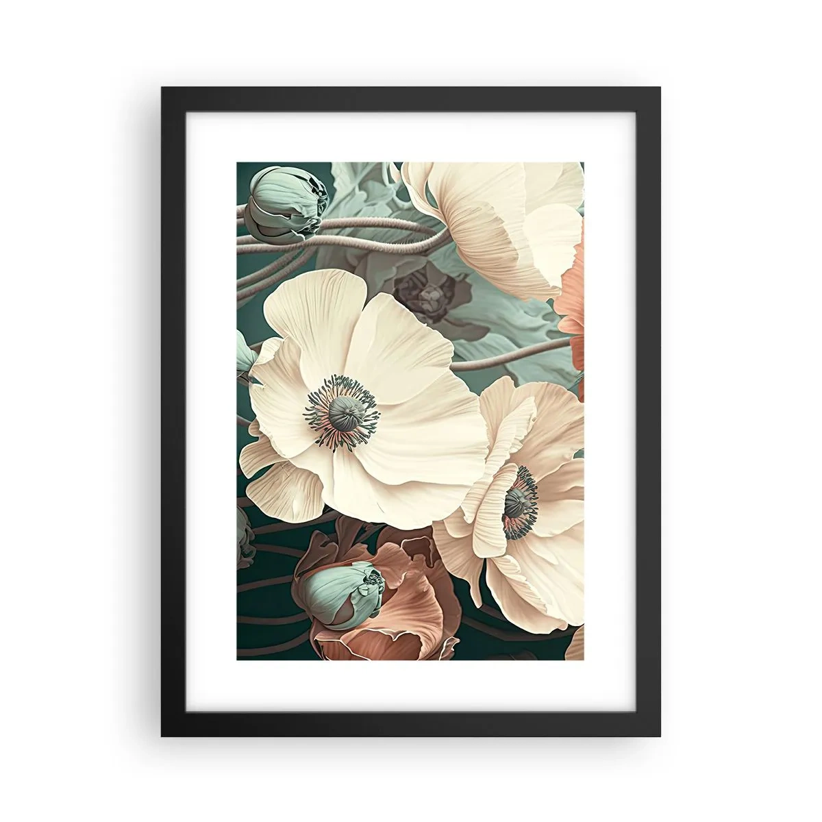 Affiche dans un cadre noir - Poster - Le murmure des coquelicots - 30x40 cm