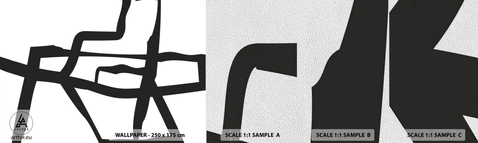 Échantillon de Papier Peint Premium Sand - Conception noir et blanc - Doubler, Noir et blanc, Abstractionnisme - 100x30 cm