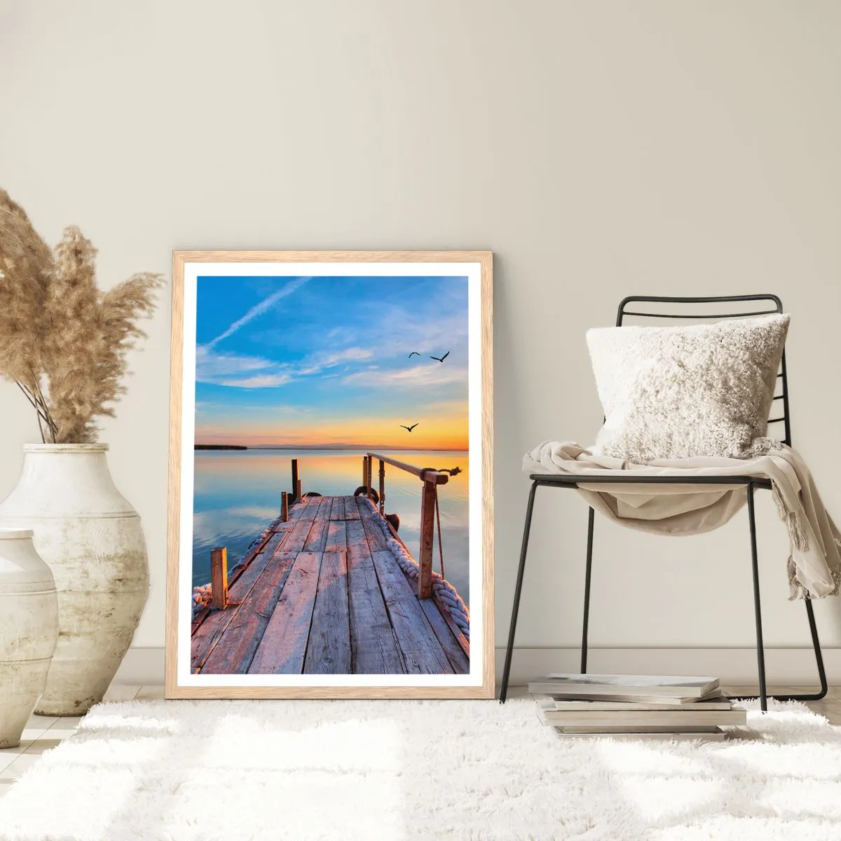 Affiche dans un chêne clair - Poster - Marcher droit vers le soleil - 50x70 cm