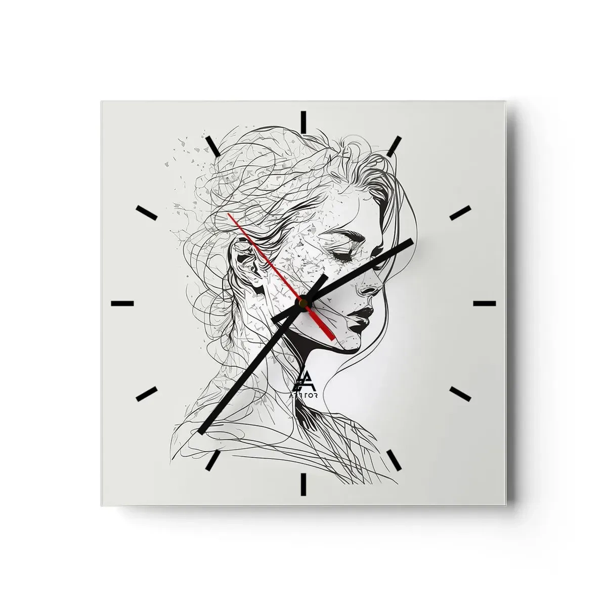 Horloge murale - Pendule murale - Portrait en pensée - 40x40 cm