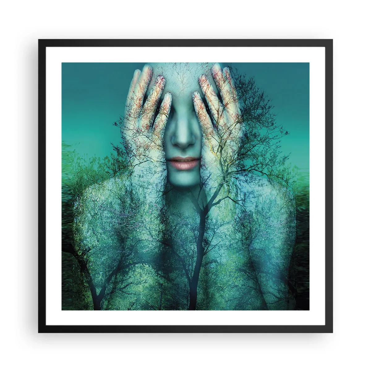 Affiche dans un cadre noir - Poster - immergé dans l'azur - 60x60 cm