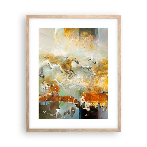 Affiche dans un chêne clair - Poster - Au galop vers la lumière - 40x50 cm