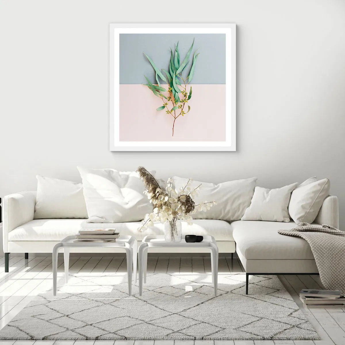 Affiche dans un cadre blanc - Poster - Subtilité pastel - 60x60 cm
