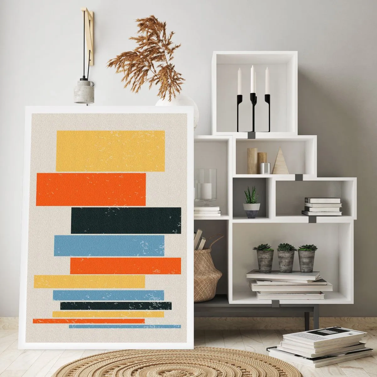 Affiche - Poster - Rectangles géométriques colorés sur fond clair - 50x70cm - Notation musicale - Décoration murale moderne pour le salon et la chambre ARTTOR