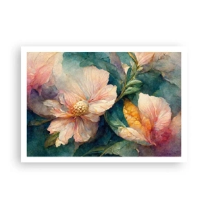 Affiche - Poster - Fleurs délicates aux couleurs pastel - 100x70cm - Uniquement de la subtilité - Décoration murale moderne pour le salon et la chambre ARTTOR
