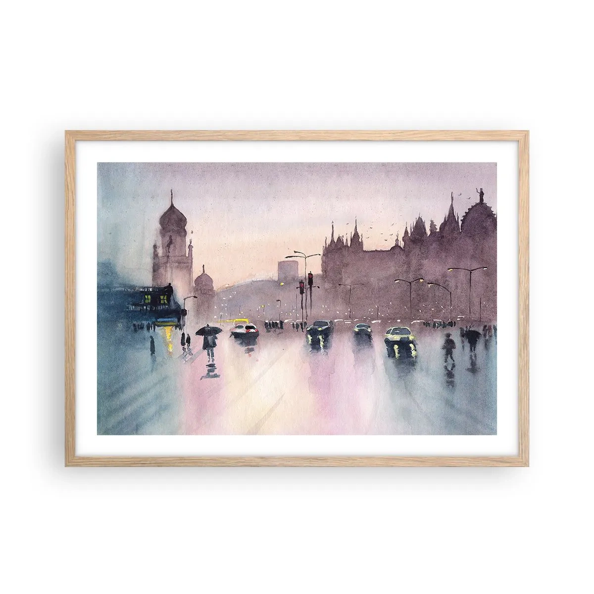 Affiche dans un chêne clair - Poster - Dans une brume pluvieuse - 70x50 cm