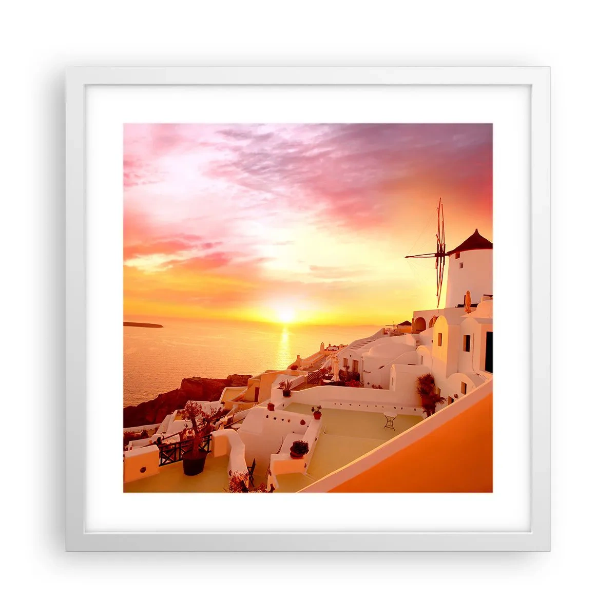 Affiche dans un cadre blanc - Poster - Fondre en blanc et or - 40x40 cm