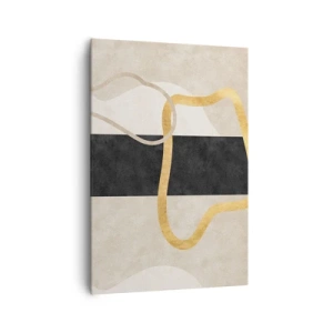 Impression sur toile - Image sur toile - Un design minimaliste avec des formes bouclées en or et noir. - 70x100cm - Formes emmellées - Décoration murale moderne pour le salon et la chambre ARTTOR