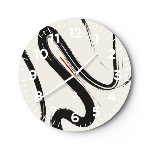 Horloge murale - Pendule murale - Fantaisie en noir et blanc - 40x40 cm