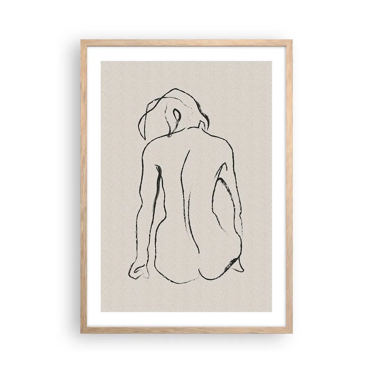 Affiche dans un chêne clair - Poster - Femme nue - 50x70 cm