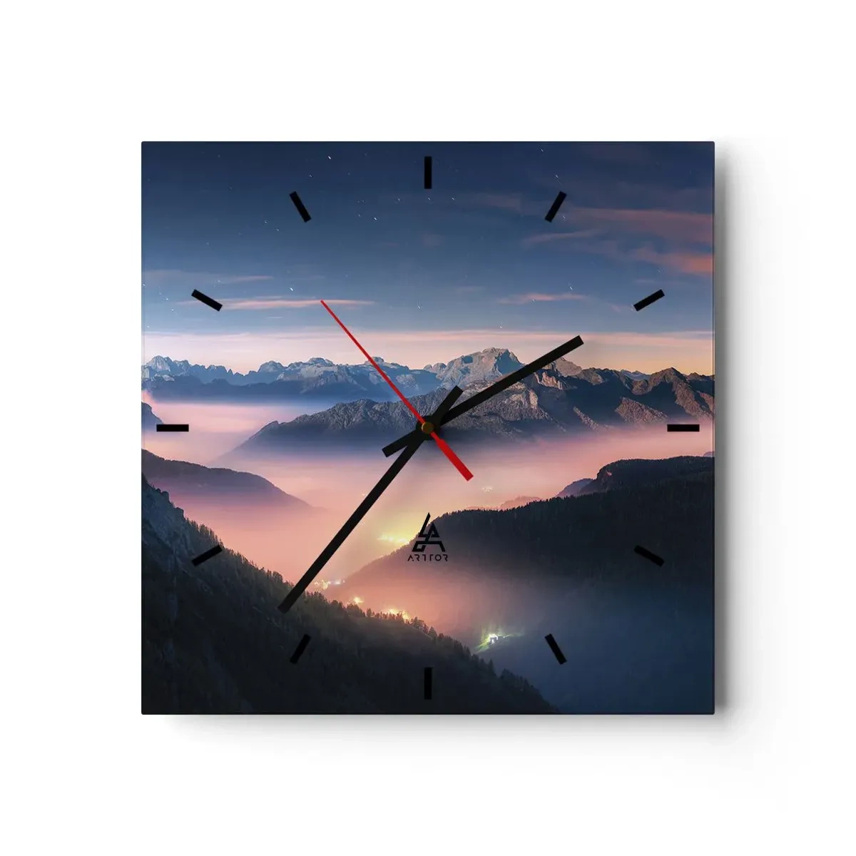 Horloge murale - Pendule murale - Lumière dans les vallées - 40x40 cm