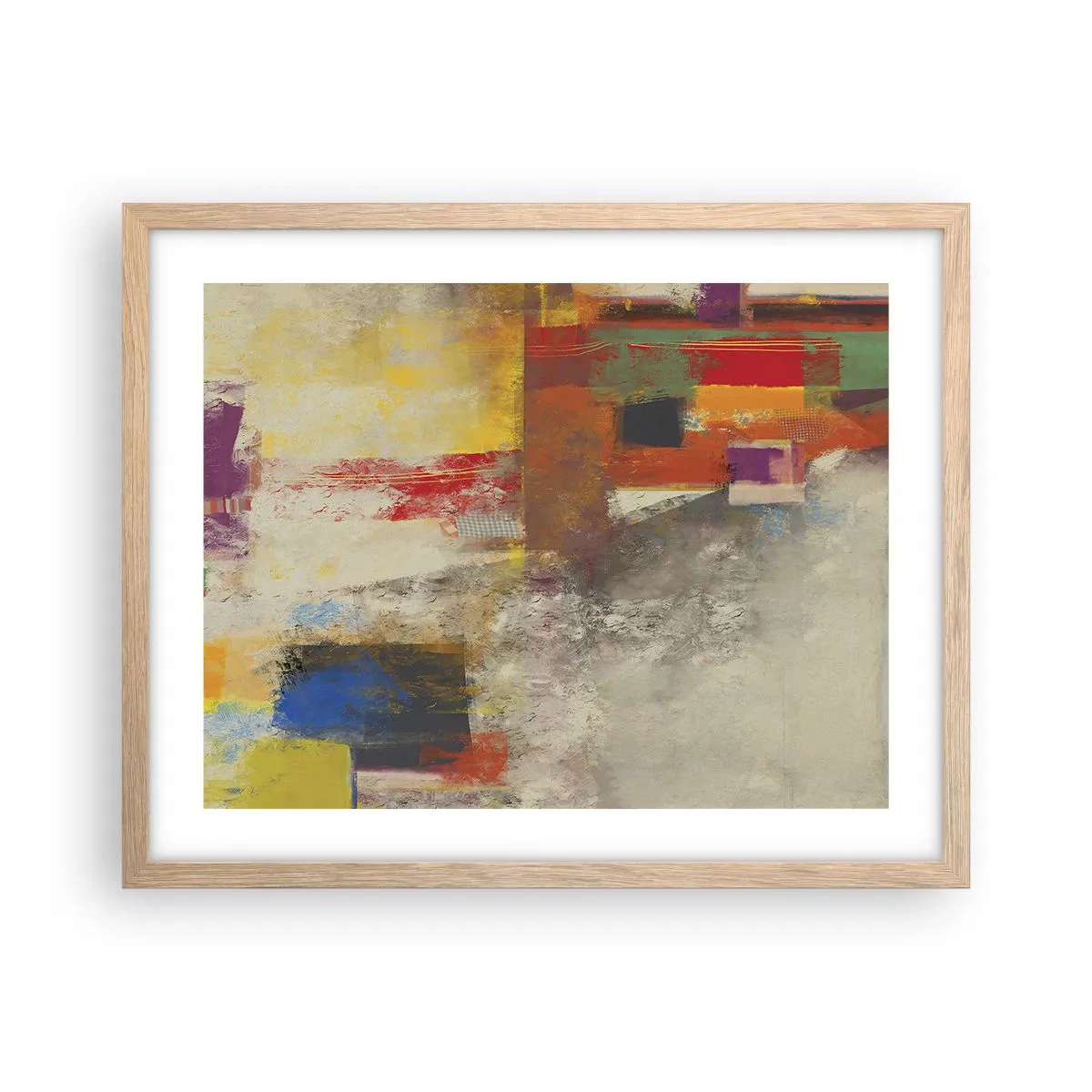 Affiche dans un chêne clair - Poster - Géométrie des couleurs - 50x40 cm