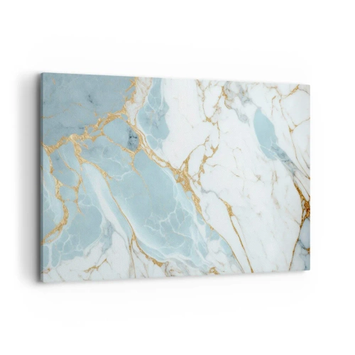 Impression sur toile - Image sur toile - Motifs en marbre bleu et blanc avec des veines dorées ajoutées - 120x80cm - Richesse en pierre - Décoration murale moderne pour le salon et la chambre ARTTOR