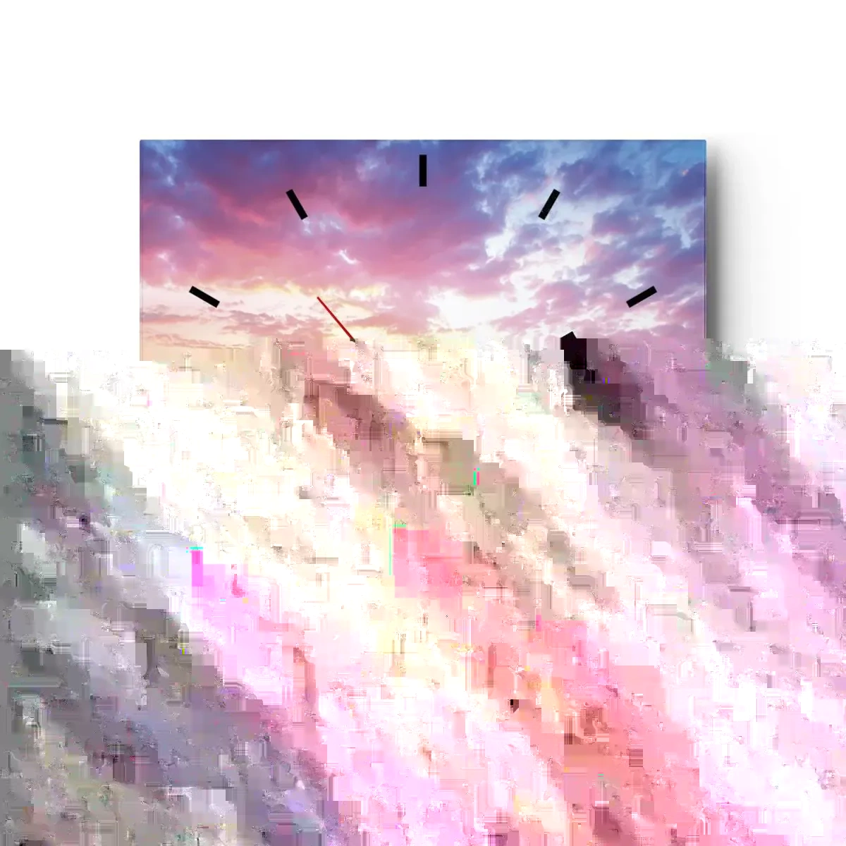 Horloge murale - Pendule murale - Plage au lever du soleil avec bateau et jetée - 30x30cm - Moment d'expérience profonde - Décoration murale moderne pour le salon et la chambre ARTTOR