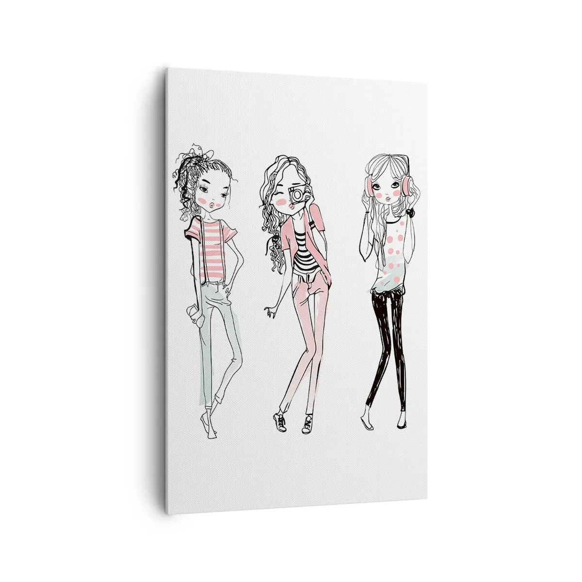 Impression sur toile - Image sur toile - Illustration de filles à la mode aux couleurs pastel - 80x120cm - On va s'amuser - Décoration murale moderne pour le salon et la chambre ARTTOR
