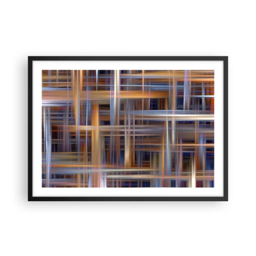 Affiche dans un cadre noir - Poster - Motifs géométriques abstraits aux couleurs pastel - 70x50cm - Tissé de lumière - Décoration murale moderne pour le salon et la chambre ARTTOR