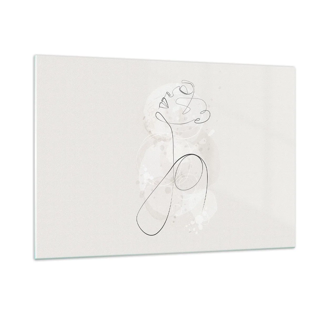Impression sur verre - Image sur verre - Portrait abstrait dans les tons de blanc - 120x80cm - Spirale de beauté - Décoration murale moderne pour le salon et la chambre ARTTOR