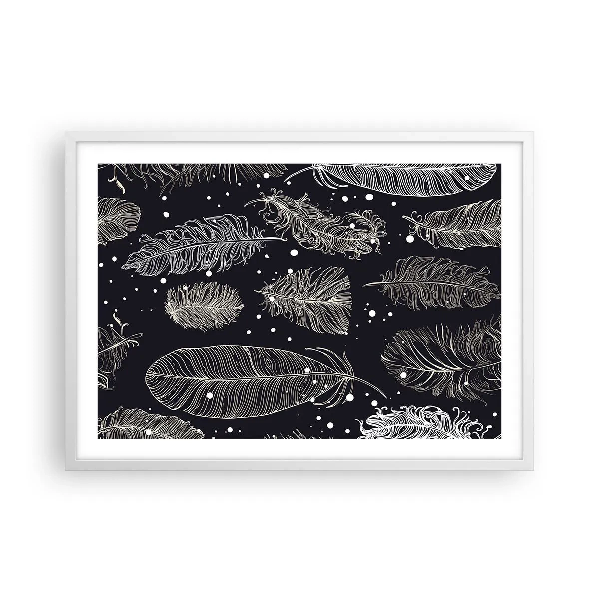 Affiche dans un cadre blanc - Poster - Toile de plumes - 70x50 cm