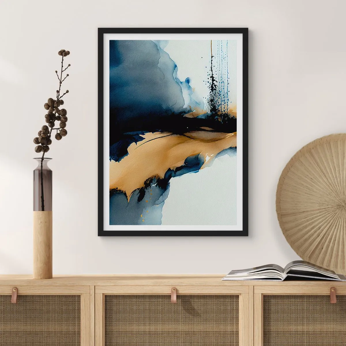 Affiche dans un cadre noir - Poster - Derrière le rideau - 61x91 cm