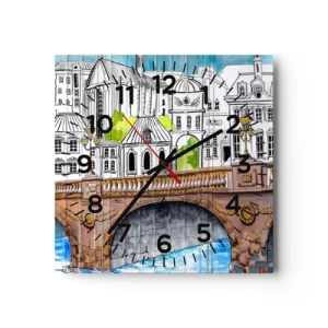 Horloge murale - Pendule murale - Une ville comme peinte - 30x30 cm