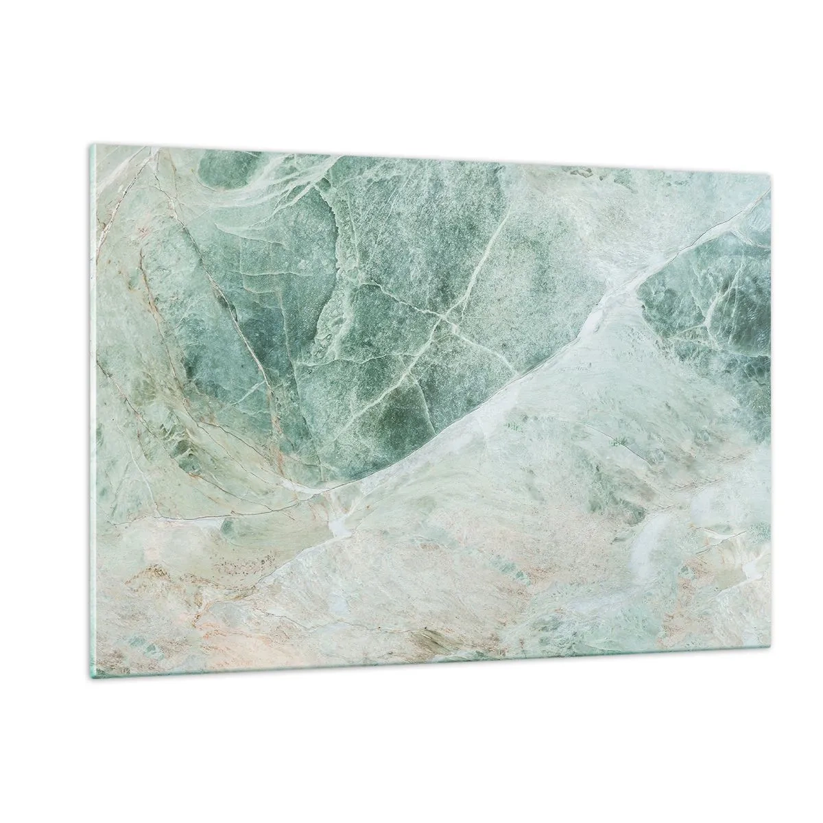 Impression sur verre - Image sur verre - Texture vert-beige ressemblant à de la pierre naturelle - 120x80cm - La noble froideur de la pierre - Décoration murale moderne pour le salon et la chambre ARTTOR