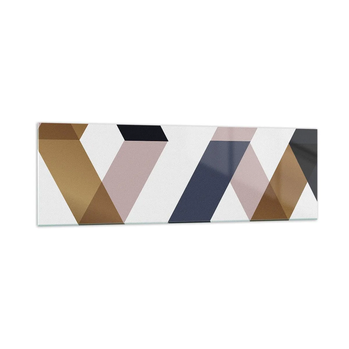 Impression sur verre - Image sur verre - Motifs géométriques dans les tons or et bleu marine - 160x50cm - Plats et angles - Décoration murale moderne pour le salon et la chambre ARTTOR