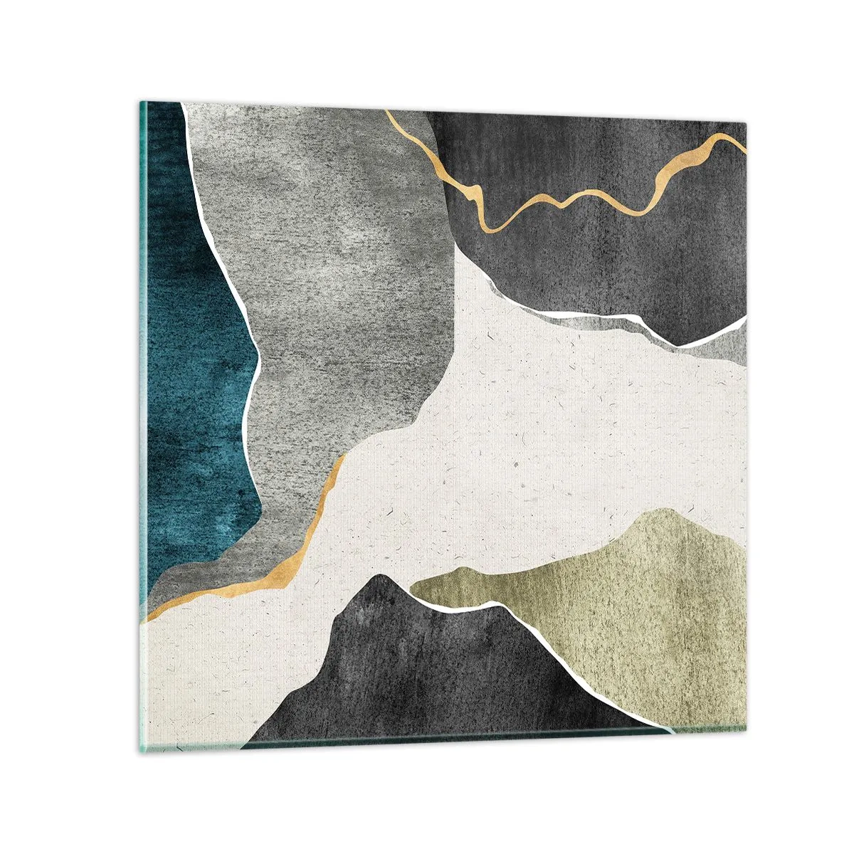 Impression sur verre - Image sur verre - Composition mosaïque avec un fil d'or - 60x60 cm