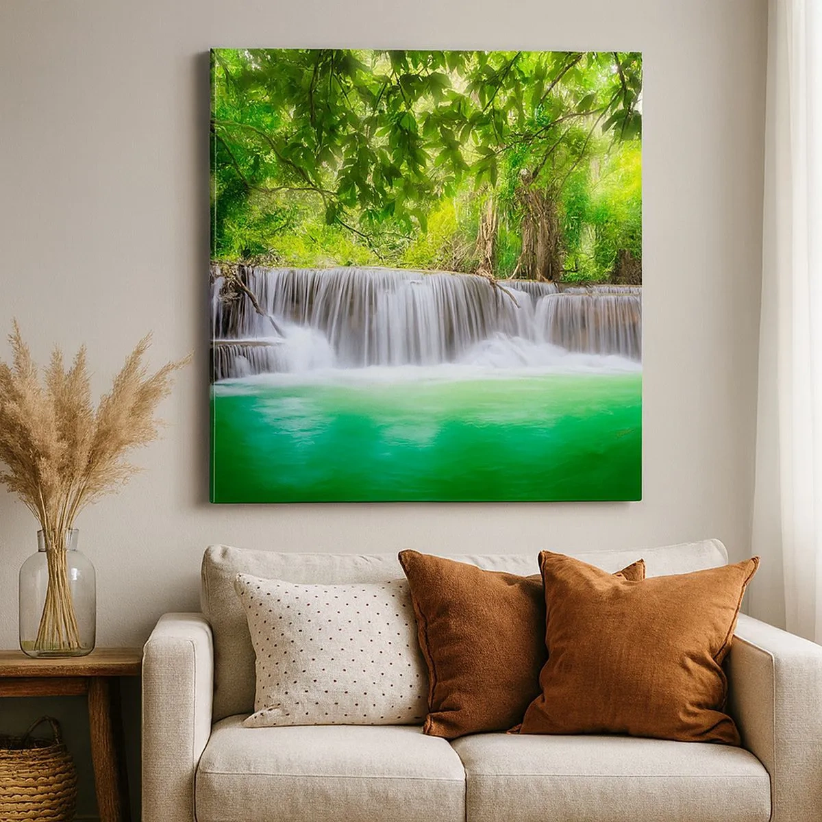 Impression sur toile - Image sur toile - Une cascade de vert - 30x30 cm