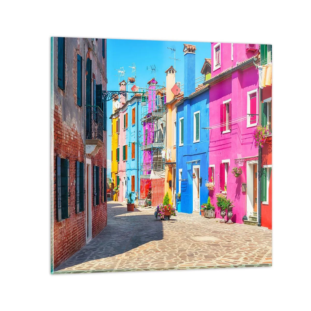 Impression sur verre - Image sur verre - Ville "Sous les perroquets" - 70x70 cm