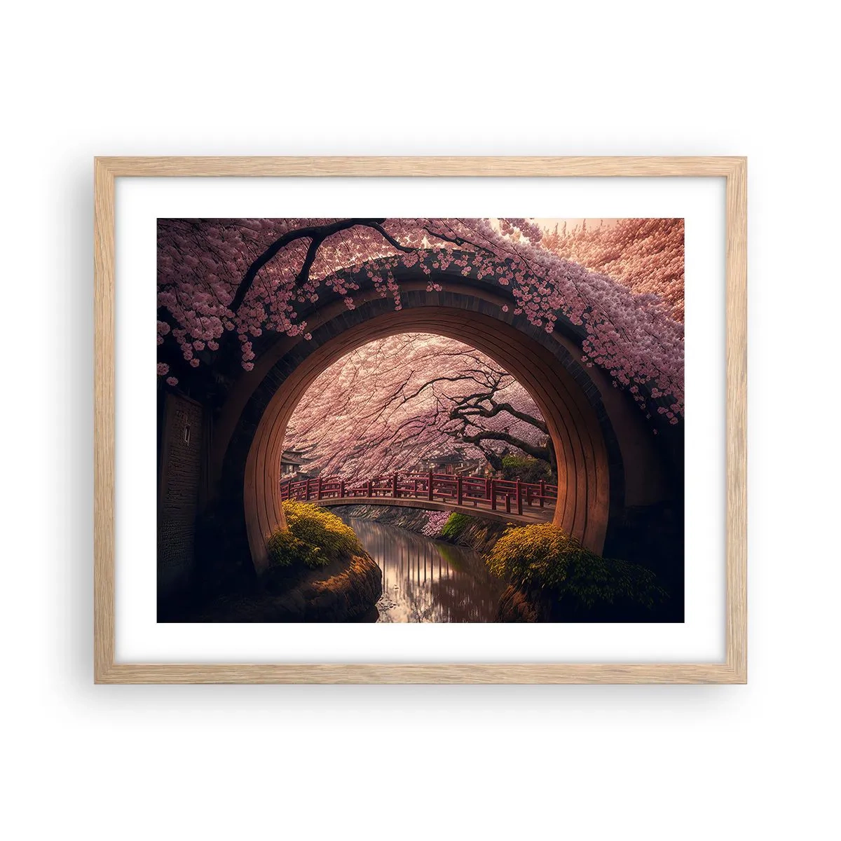 Affiche dans un chêne clair - Poster - Printemps japonais - 50x40 cm