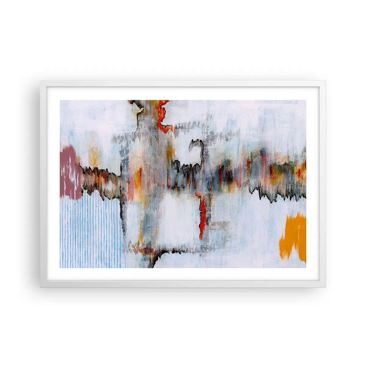 Affiche dans un cadre blanc - Poster - Un bâton sur l'eau - 70x50 cm