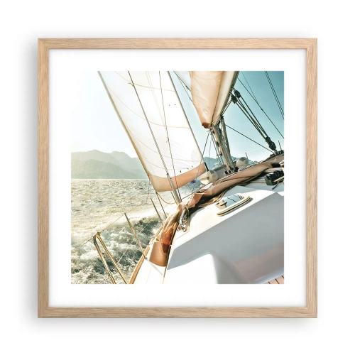 Affiche dans un chêne clair - Poster - Toutes voiles dehors - 40x40 cm